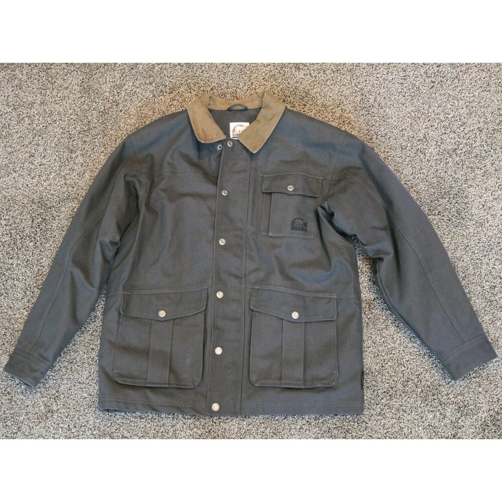 Sorel Chore Barn Coat Mens LARGE Thinsulate Lining Corduroy Collar Hunter Green